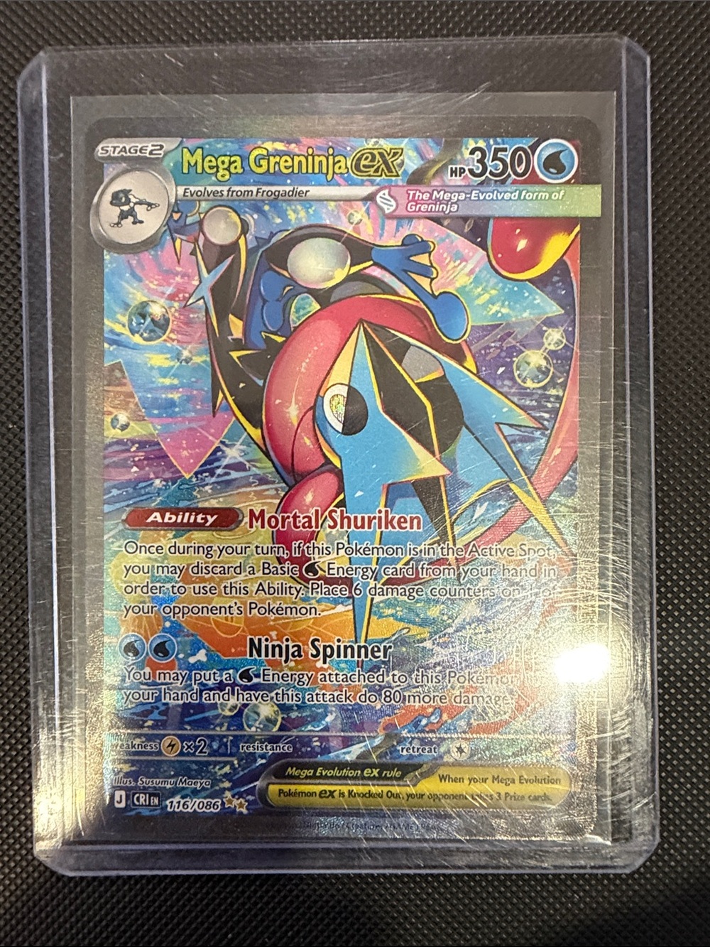 Pokemon Mega Greninja EX Holographic Card - Blue, Red